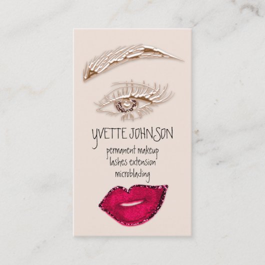Brows Makeup QRCode Logo Red Lip Skinny Eyelash Visitenkarte (Vorderseite)