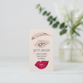 Brows Makeup QRCode Logo Red Lip Skinny Eyelash Visitenkarte (Stehend Vorderseite)