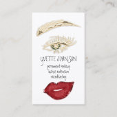 Brows Makeup QRCode Logo Red Lips Gold Eyelash Visitenkarte (Vorderseite)