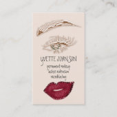 Brows Makeup QRCode Logo Rote Lippen Skinny Eyelas Visitenkarte (Vorderseite)
