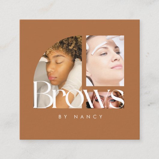 Brows Photo Collage Terracotta Quadratische Visitenkarte (Vorderseite)