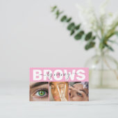 Brows Photo Qr Code Logo Blush Pink Visitenkarte (Stehend Vorderseite)