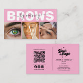 Brows Photo Qr Code Logo Blush Pink Visitenkarte (Vorne/Hinten)