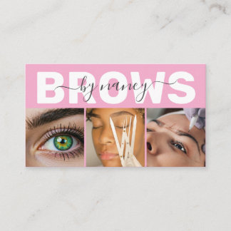 Brows Photo Qr Code Logo Blush Pink Visitenkarte