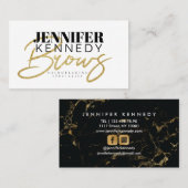 Brows Specialist Gold Glitzer Typografy Modern Visitenkarte (Vorne/Hinten)