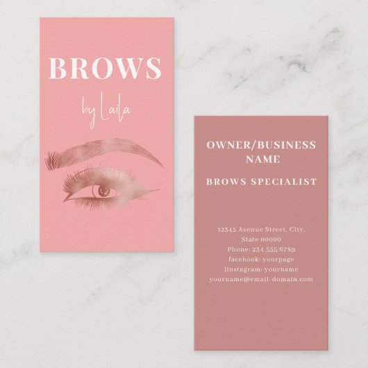 Brows Typografie Eyebrow Salon Foto Luxus Visitenkarte (Vorne/Hinten)