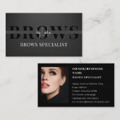 Brows Typografie Eyebrow Salon Foto Luxus Visitenkarte (Vorne/Hinten)