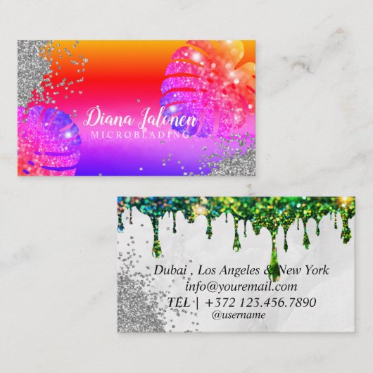 Brows Typografie Eyebrow Salon Microblading Marmor Visitenkarte (Vorne/Hinten)