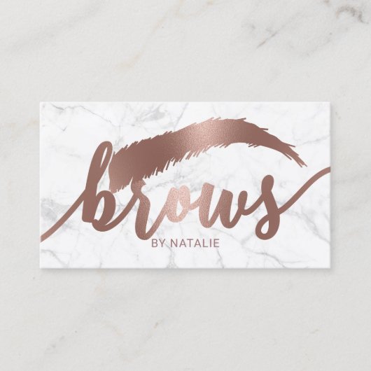 Brows Typografie Eyebrow Salon Microblading Marmor Visitenkarte (Vorderseite)