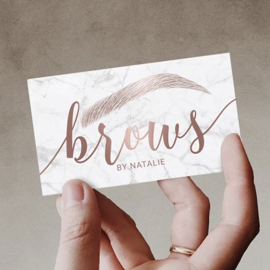 Brows Typografie Eyebrow Salon Microblading Marmor Visitenkarte