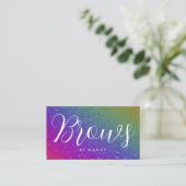 Brows Typografy Rainbow Glitzer Visitenkarte (Stehend Vorderseite)