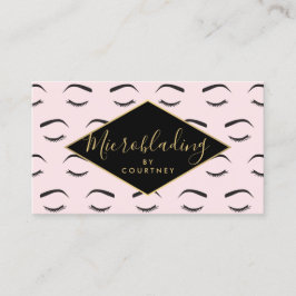Brows und Lashes Mikroblasen Rosa/Schwarz/Gold Visitenkarte