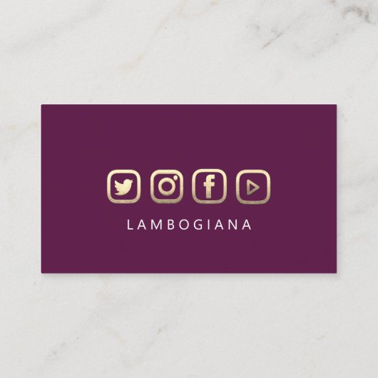 Browsers Golden Logo Microblade Gold Lila Social Visitenkarte (Rückseite)