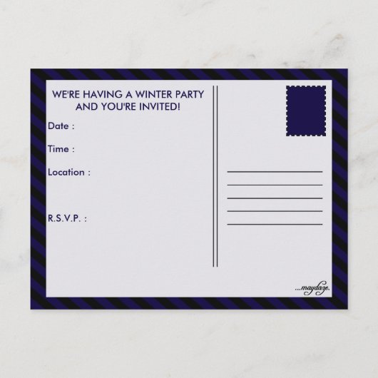 brr. es ist ein Party im Winter! Einladungspostkarte (Rückseite)