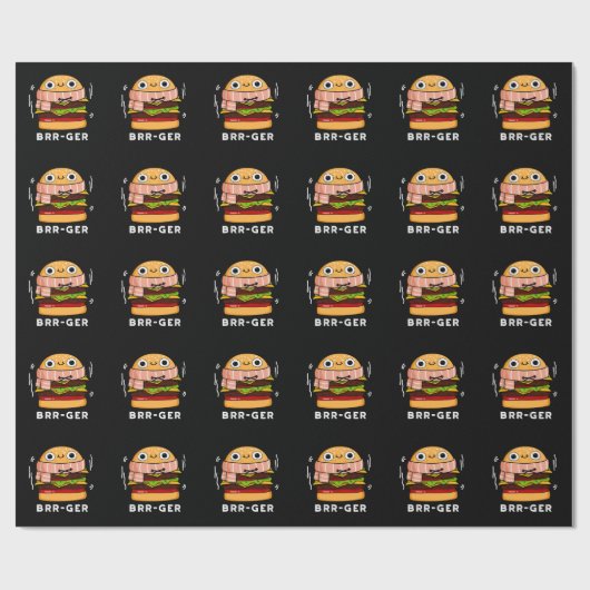 Brr-ger Funny Freezing Burger Pun Dark BG Geschenkpapier (Flach)