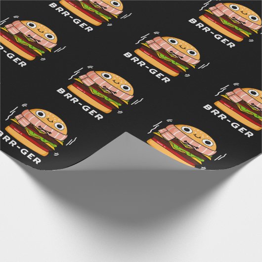Brr-ger Funny Freezing Burger Pun Dark BG Geschenkpapier (Ecke)