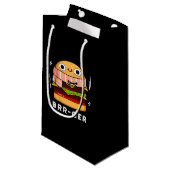 Brr-ger Funny Freezing Burger Pun Dark BG Kleine Geschenktüte (Vorderseite Schrägansicht)