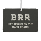 BRR-Logo Gray Lettering "Das Leben beginnt am ..." Autolufterfrischer (Vorderseite)