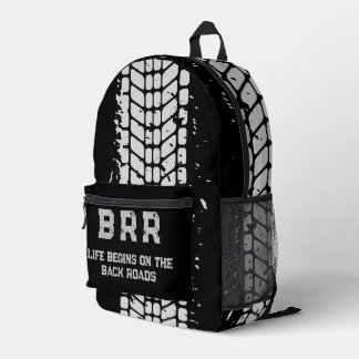 BRR-Logo Gray Lettering "Das Leben beginnt am ..." Bedruckter Rucksack