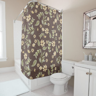 Brrown Whimsy Retro-Blumenmuster  Duschvorhang
