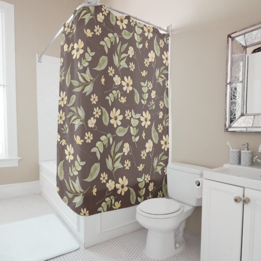 Brrown Whimsy Retro-Blumenmuster Duschvorhang (Beispiel)