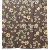 Brrown Whimsy Retro-Blumenmuster Duschvorhang (Vorderseite)