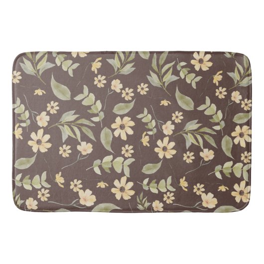 Brrown Whimsy Retro Floral Badematte (Vorderseite)