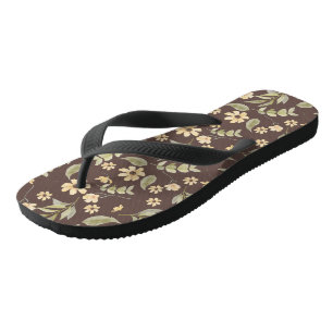 Brrown Whimsy Retro Floral Badesandalen