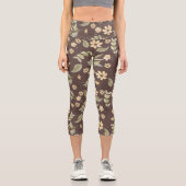 Brrown Whimsy Retro Floral  Capri Leggings (Vorderseite)