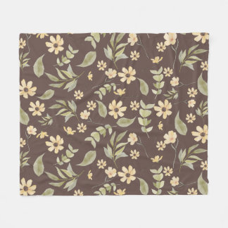 Brrown Whimsy Retro Floral  Fleecedecke