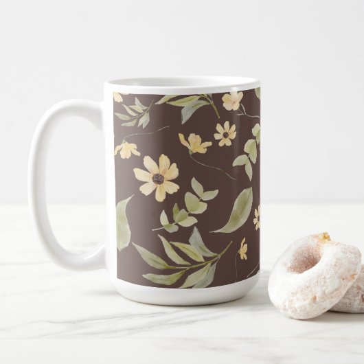 Brrown Whimsy Retro Floral  Kaffeetasse (Mit Donut)
