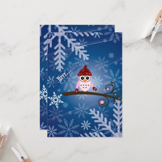 Brrr...rosa Owl, Karte (Vorderseite/Rückseite Beispiel)