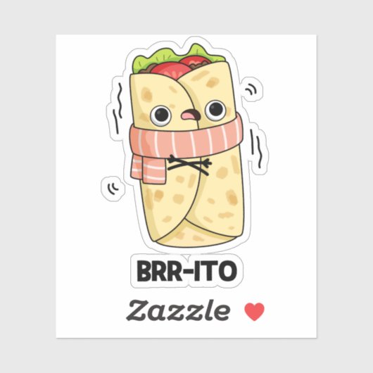 Brrrito Funny Freezing Cold Burrito Pun Aufkleber (Blatt)