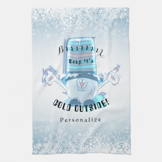 Brrrr, Baby ist es kalte Außenseite - Geschirrtuch (Vertikal)