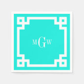 Brt Aqua Welch griechischer Schlüssel #2 Gerahmt 3 Serviette (Vorderseite)