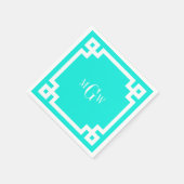 Brt Aqua Welch griechischer Schlüssel #2 Gerahmt 3 Serviette (Ecke)