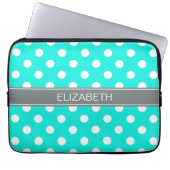 Brt Aqua Wht Polka Dots #2 Charcoal Gray Monogram Laptopschutzhülle (Vorderseite)
