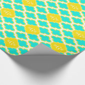 Brt Aqua Yellow Wht Quatrefolie 3 Initialmonogramm Geschenkpapier (Ecke)