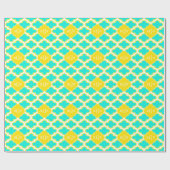 Brt Aqua Yellow Wht Quatrefolie 3 Initialmonogramm Geschenkpapier (Flach)