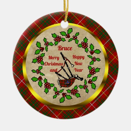 Bruce Bagpipe Weihnachten Keramik Ornament (Vorne)