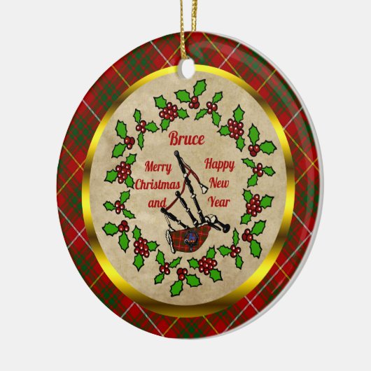 Bruce Bagpipe Weihnachten Keramik Ornament (Links)