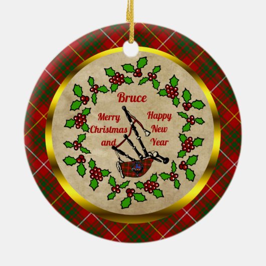 Bruce Bagpipe Weihnachten Keramik Ornament (Hinten)