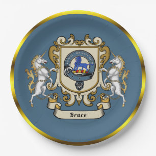 Bruce Clan Abzeichen Blau Personalisiert   Pappteller