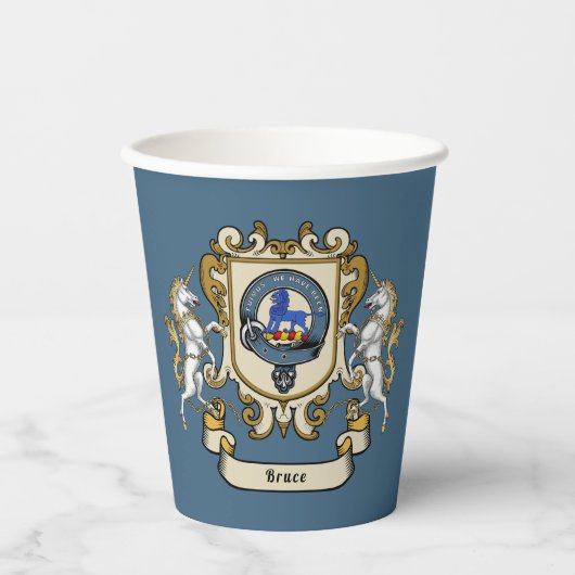 Bruce Clan Abzeichen Blue Personalisiert Pappbecher (Vorderseite)