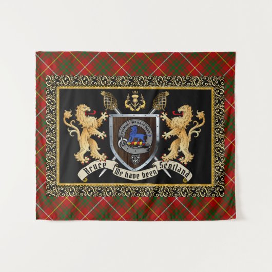 Bruce Clan Abzeichen & Motto w/Lions Wandteppich (Vorderseite (Horizontal))
