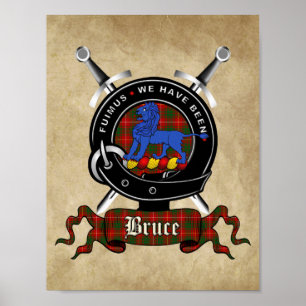 Bruce Clan Abzeichen & Tartan 8.5x11 Poster