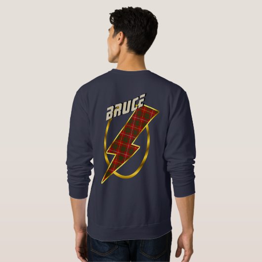 Bruce Clan Abzeichen & Tartan Lighting Bolt Sweatshirt (Schwarz voll)