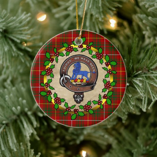 Bruce Clan Abzeichen & Tartan Personalisiert Xmas Keramik Ornament (Baum)