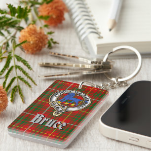 Bruce Clan Abzeichen/Tartan Rechteck Schlüsselanhänger