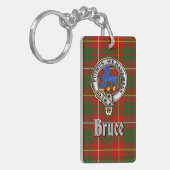 Bruce Clan Badge/Tartan Rectangle Schlüsselanhänger (Vorderseite links)